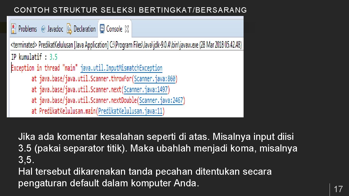 CONTOH ST RUKTUR SELEKSI BERTING KAT/BERSARANG Jika ada komentar kesalahan seperti di atas. Misalnya