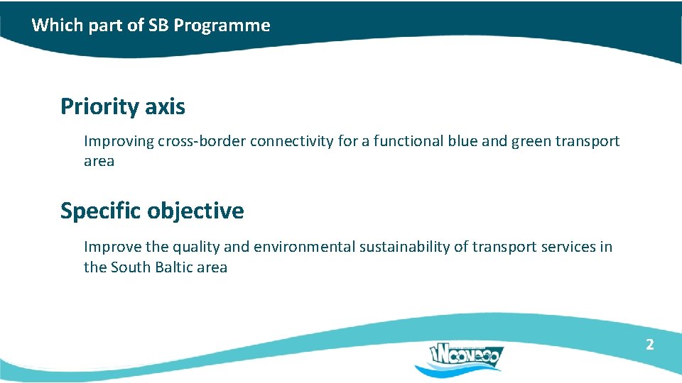Which part of SB Programme Priority axis Improving cross-border connectivity for a functional blue