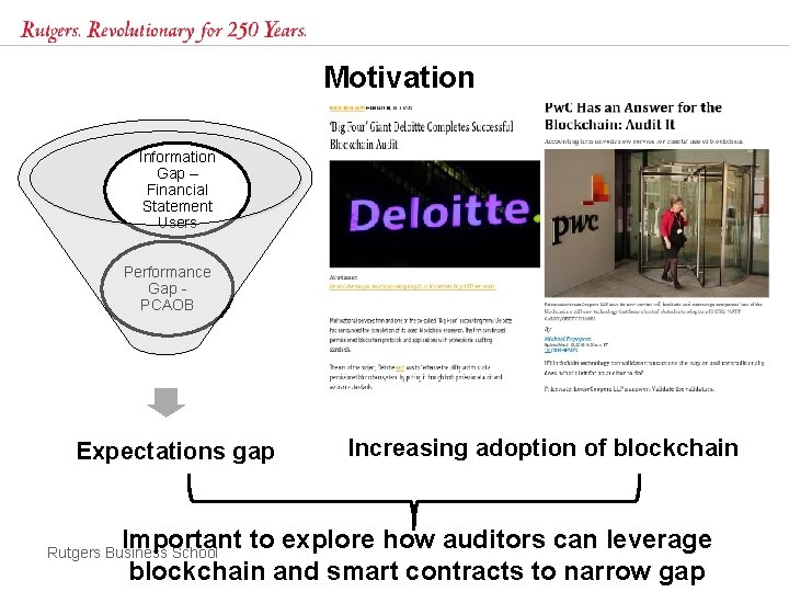 Motivation Information Gap – Financial Statement Users Performance Gap PCAOB Expectations gap Increasing adoption