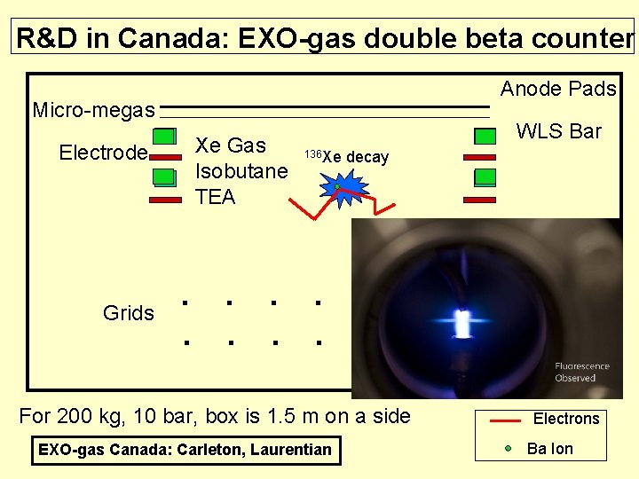 R&D in Canada: EXO-gas double beta counter Anode Pads Micro-megas Electrode Grids Xe Gas
