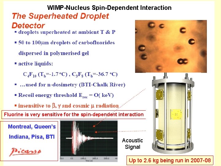 WIMP-Nucleus Spin-Dependent Interaction Fluorine is very sensitive for the spin-dependent interaction Montreal, Queen’s Indiana,