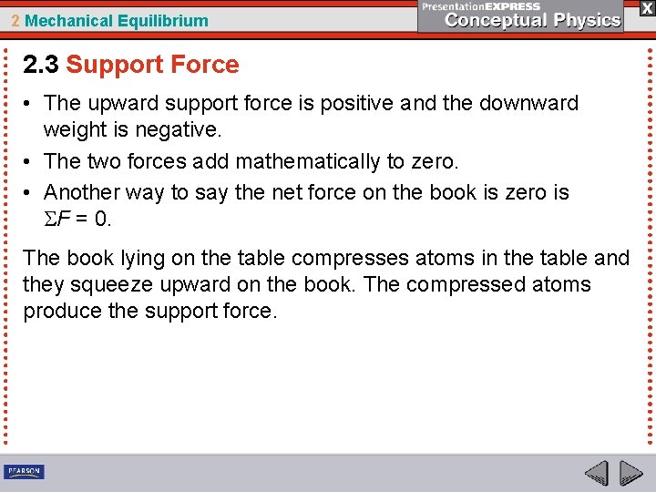 2 Mechanical Equilibrium 2. 3 Support Force • The upward support force is positive