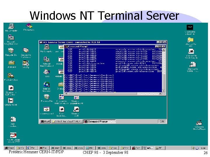 Windows NT Terminal Server Frédéric Hemmer CERN-IT/PDP CHEP 98 - 3 September 98 26