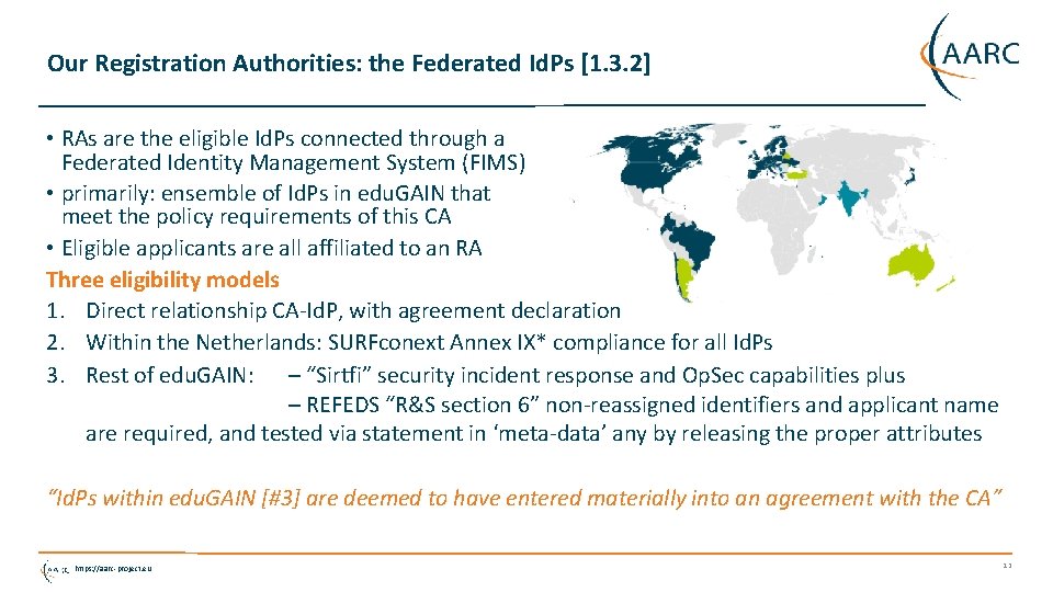 Our Registration Authorities: the Federated Id. Ps [1. 3. 2] • RAs are the