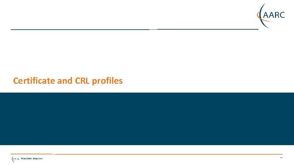 Certificate and CRL profiles https: //aarc-project. eu 46 