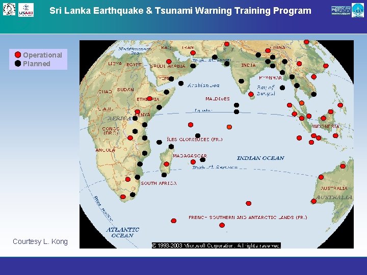 Sri Lanka Earthquake & Tsunami Warning Training Program Operational Planned Courtesy L. Kong 