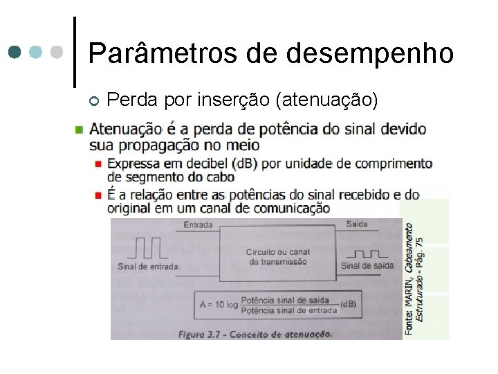 Parâmetros de desempenho ¢ Perda por inserção (atenuação) 