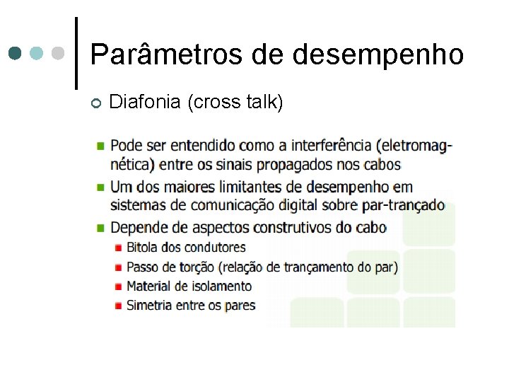 Parâmetros de desempenho ¢ Diafonia (cross talk) 