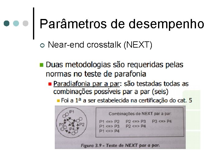 Parâmetros de desempenho ¢ Near-end crosstalk (NEXT) 