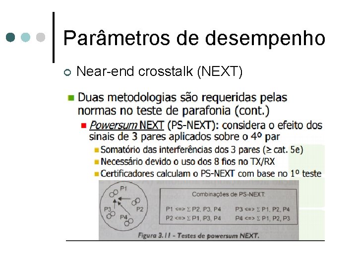 Parâmetros de desempenho ¢ Near-end crosstalk (NEXT) 