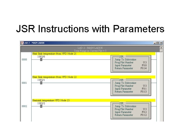 JSR Instructions with Parameters 