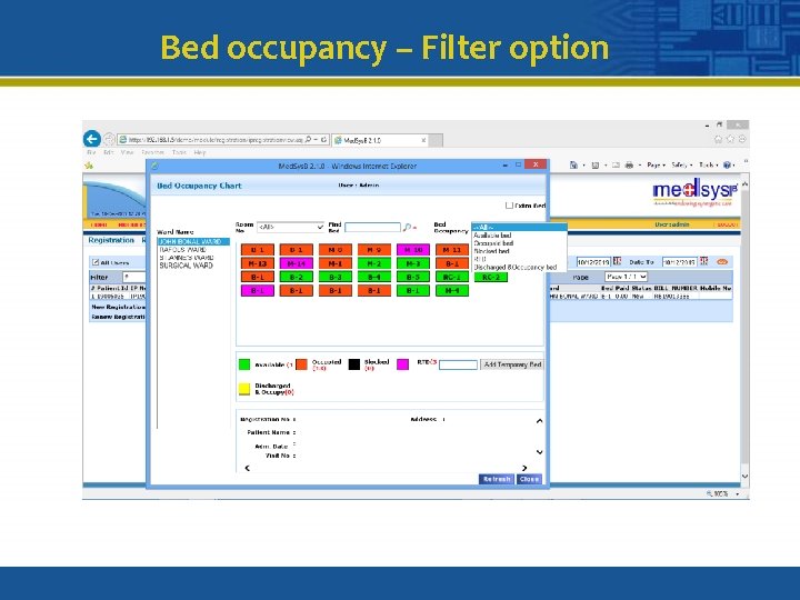 Bed occupancy – Filter option 