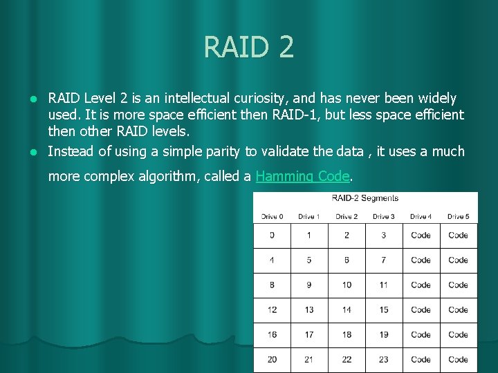 RAID 2 RAID Level 2 is an intellectual curiosity, and has never been widely