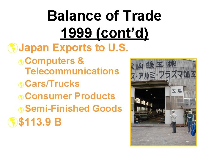 Balance of Trade 1999 (cont’d) þJapan Exports to U. S. Computers & Telecommunications þ