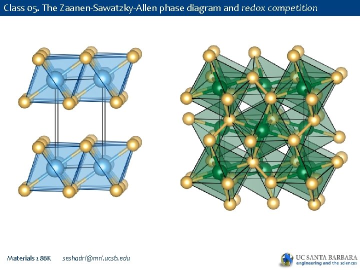 Class 05. The Zaanen-Sawatzky-Allen phase diagram and redox competition Materials 286 K seshadri@mrl. ucsb.