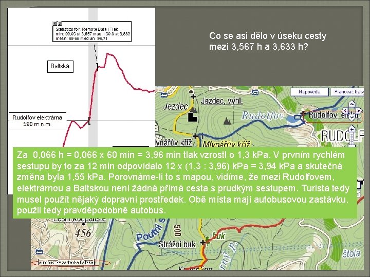 Co se asi dělo v úseku cesty mezi 3, 567 h a 3, 633