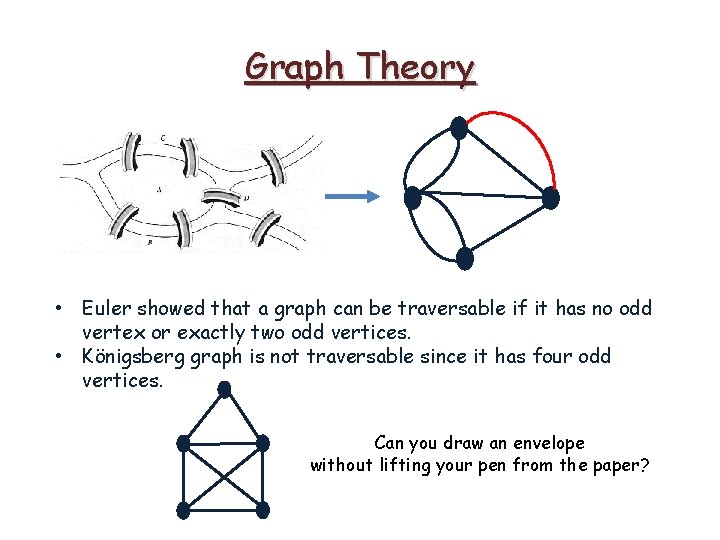 Graph Theory • Euler showed that a graph can be traversable if it has Graph Theory • Euler showed that a graph can be traversable if it has