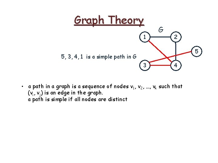 Graph Theory 1 G 2 5 5, 3, 4, 1 is a simple path Graph Theory 1 G 2 5 5, 3, 4, 1 is a simple path