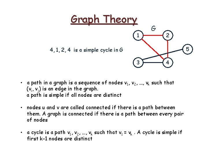 Graph Theory 1 G 2 5 4, 1, 2, 4 is a simple cycle Graph Theory 1 G 2 5 4, 1, 2, 4 is a simple cycle