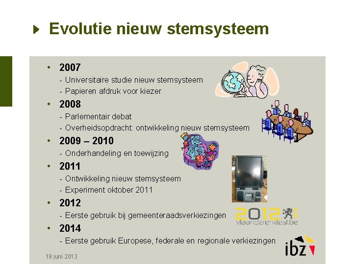 Evolutie nieuw stemsysteem • 2007 - Universitaire studie nieuw stemsysteem - Papieren afdruk voor