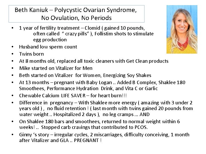 Beth Kaniuk – Polycystic Ovarian Syndrome, No Ovulation, No Periods • • • 1