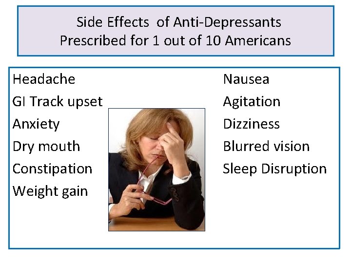 Side Effects of Anti-Depressants Prescribed for 1 out of 10 Americans Headache GI Track