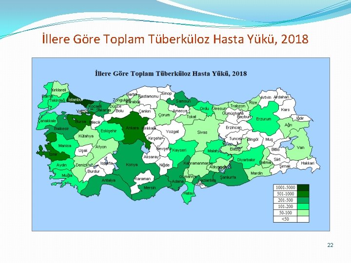 İllere Göre Toplam Tüberküloz Hasta Yükü, 2018 22 