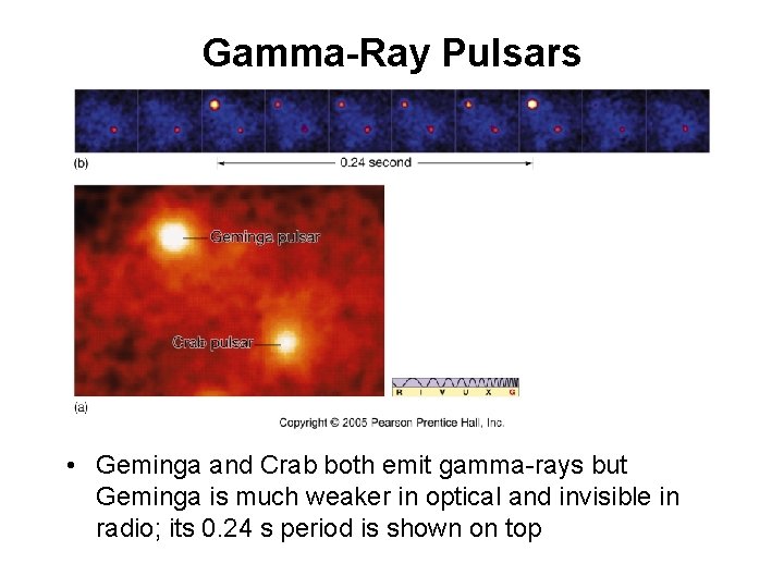 Gamma-Ray Pulsars • Geminga and Crab both emit gamma-rays but Geminga is much weaker