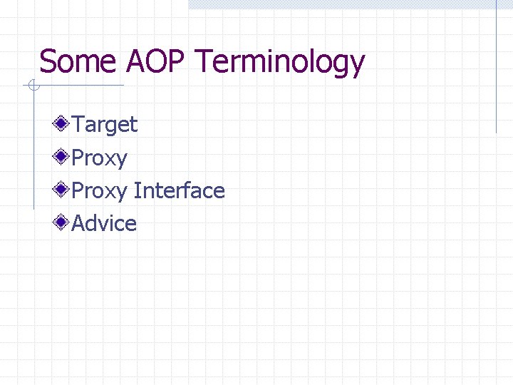 Some AOP Terminology Target Proxy Interface Advice 