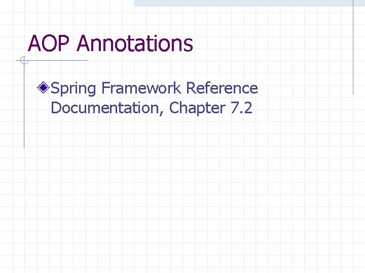 AOP Annotations Spring Framework Reference Documentation, Chapter 7. 2 