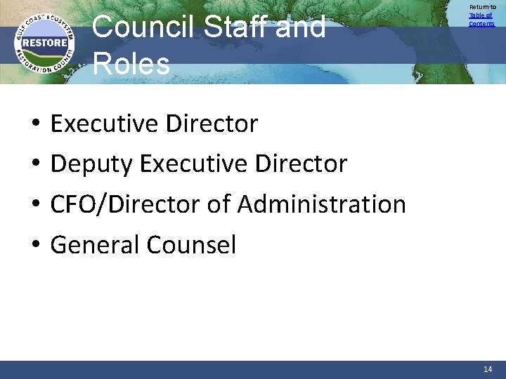 Council Staff and Roles • • Return to Table of Contents Executive Director Deputy