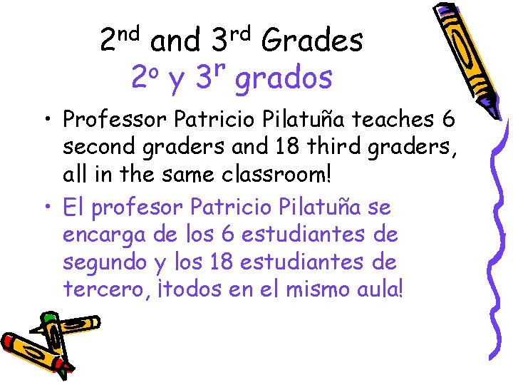 2 nd and 3 rd Grades r o 2 y 3 grados • Professor