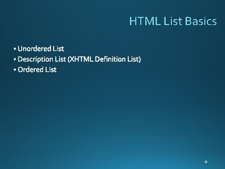 HTML List Basics 