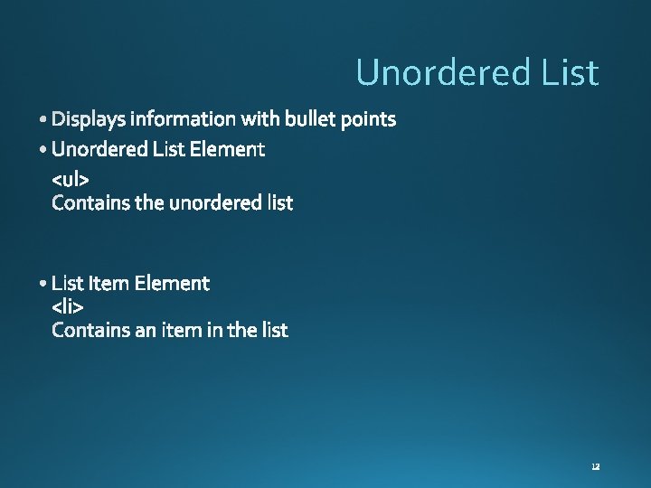 Unordered List 