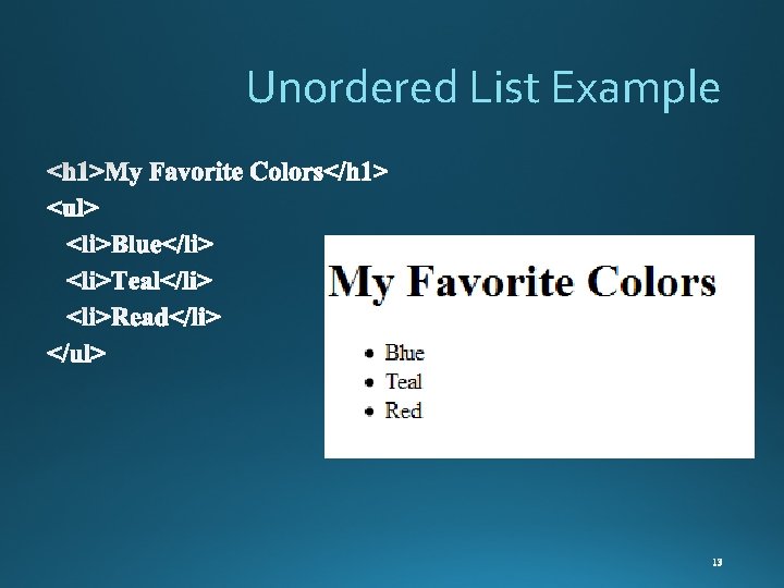 Unordered List Example 