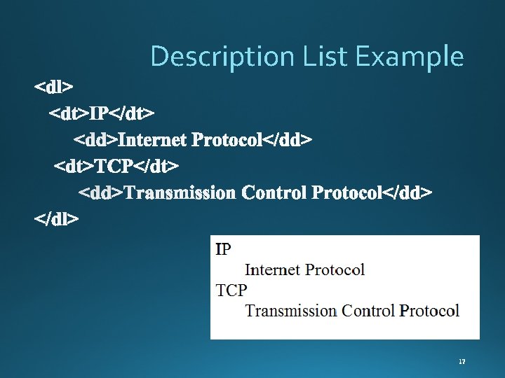Description List Example 