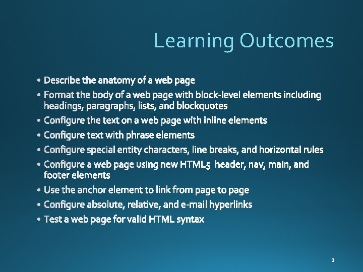 Learning Outcomes 