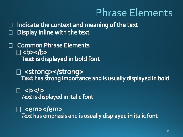 Phrase Elements 