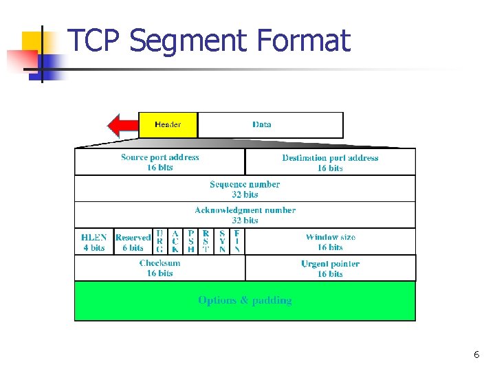 TCP Segment Format 6 