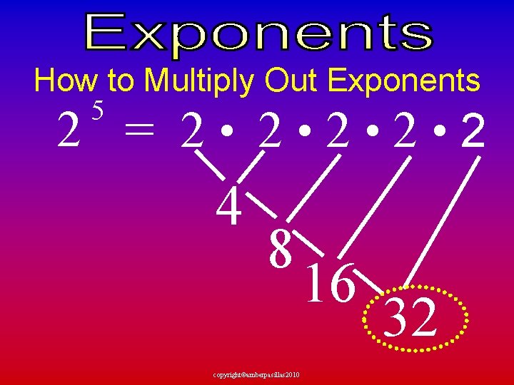 How to Multiply Out Exponents 5 2 = 2 • 2 • 2 4