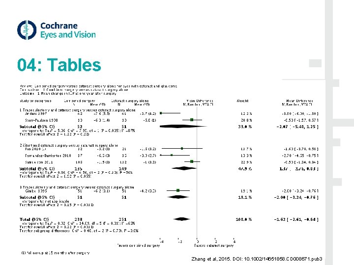 04: Tables Zhang et al, 2015. DOI: 10. 1002/14651858. CD 008671. pub 3 