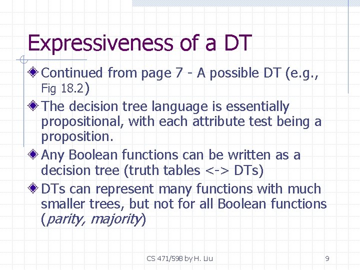 Expressiveness of a DT Continued from page 7 - A possible DT (e. g.