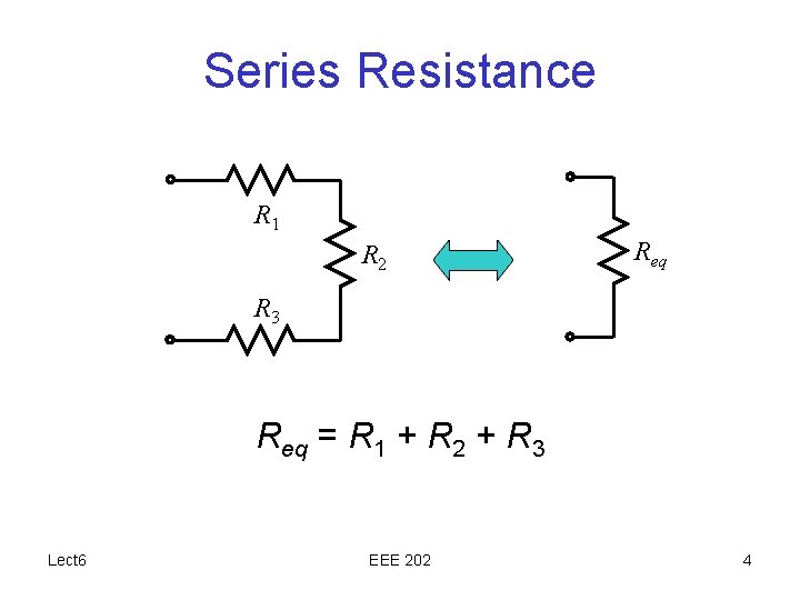 Series Resistance R 1 R 2 Req R 3 Req = R 1 +