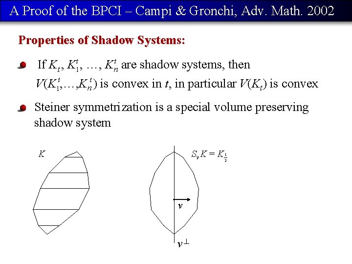 A Proof of the BPCI – Campi & Gronchi, Adv. Math. 2002 Properties of