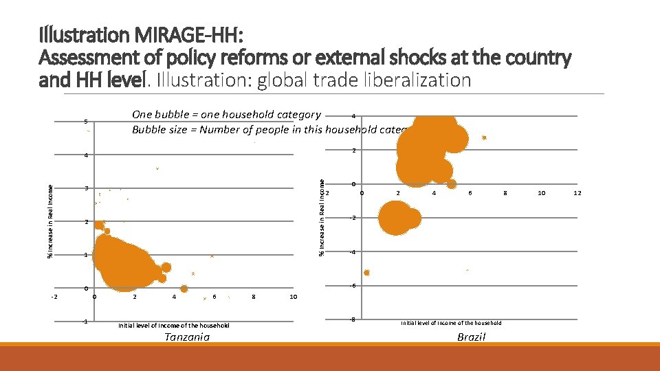 Illustration MIRAGE-HH: Assessment of policy reforms or external shocks at the country and HH