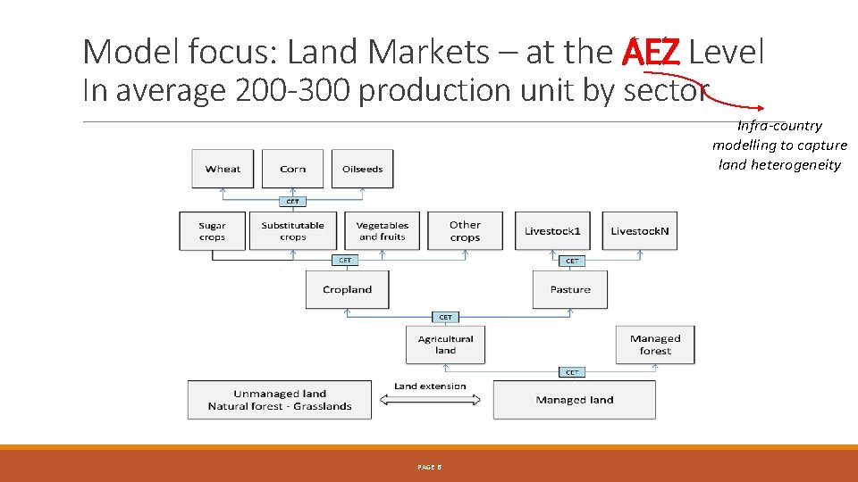 Model focus: Land Markets – at the AEZ Level In average 200 -300 production