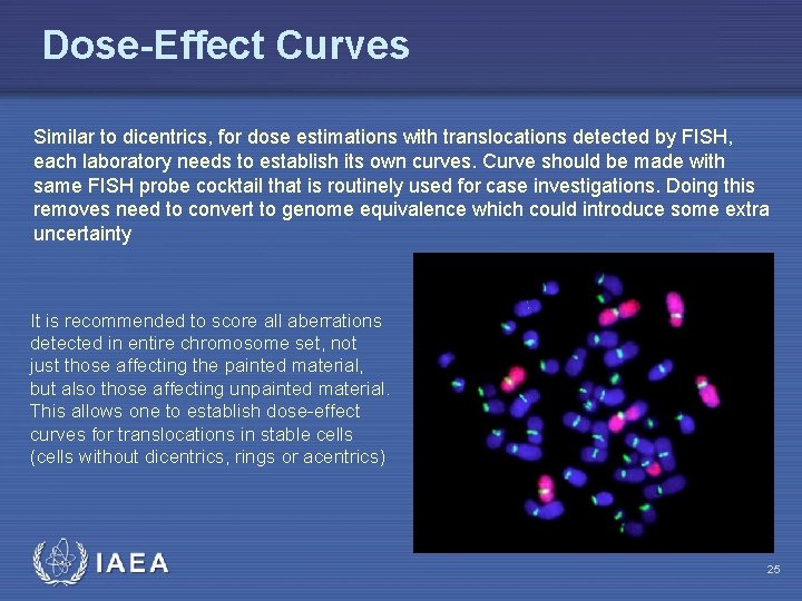 Dose-Effect Curves Similar to dicentrics, for dose estimations with translocations detected by FISH, each