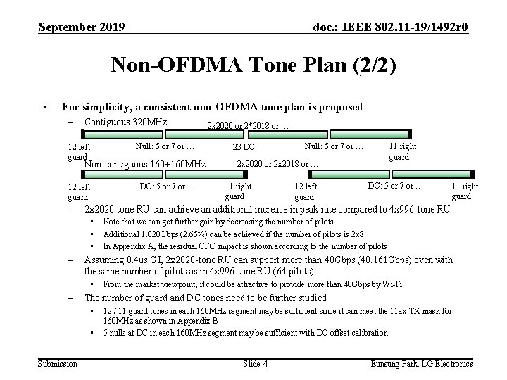 September 2019 doc. : IEEE 802. 11 -19/1492 r 0 Non-OFDMA Tone Plan (2/2)