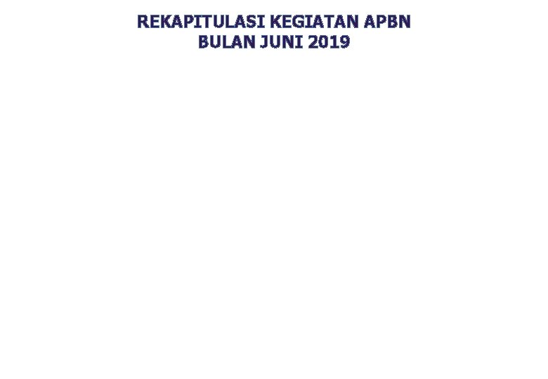 REKAPITULASI KEGIATAN APBN BULAN JUNI 2019 
