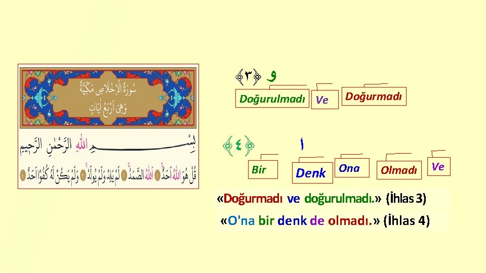 ﴾٣﴿ ﻭ Doğurulmadı Ve ﴾٤﴿ Bir Doğurmadı ﺍ Denk Ona Olmadı «Doğurmadı ve doğurulmadı. ﴾٣﴿ ﻭ Doğurulmadı Ve ﴾٤﴿ Bir Doğurmadı ﺍ Denk Ona Olmadı «Doğurmadı ve doğurulmadı.